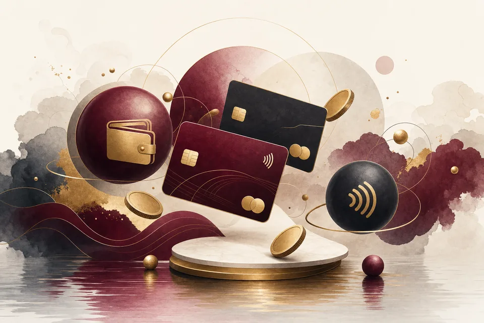 Editorial illustration of online casino payment methods